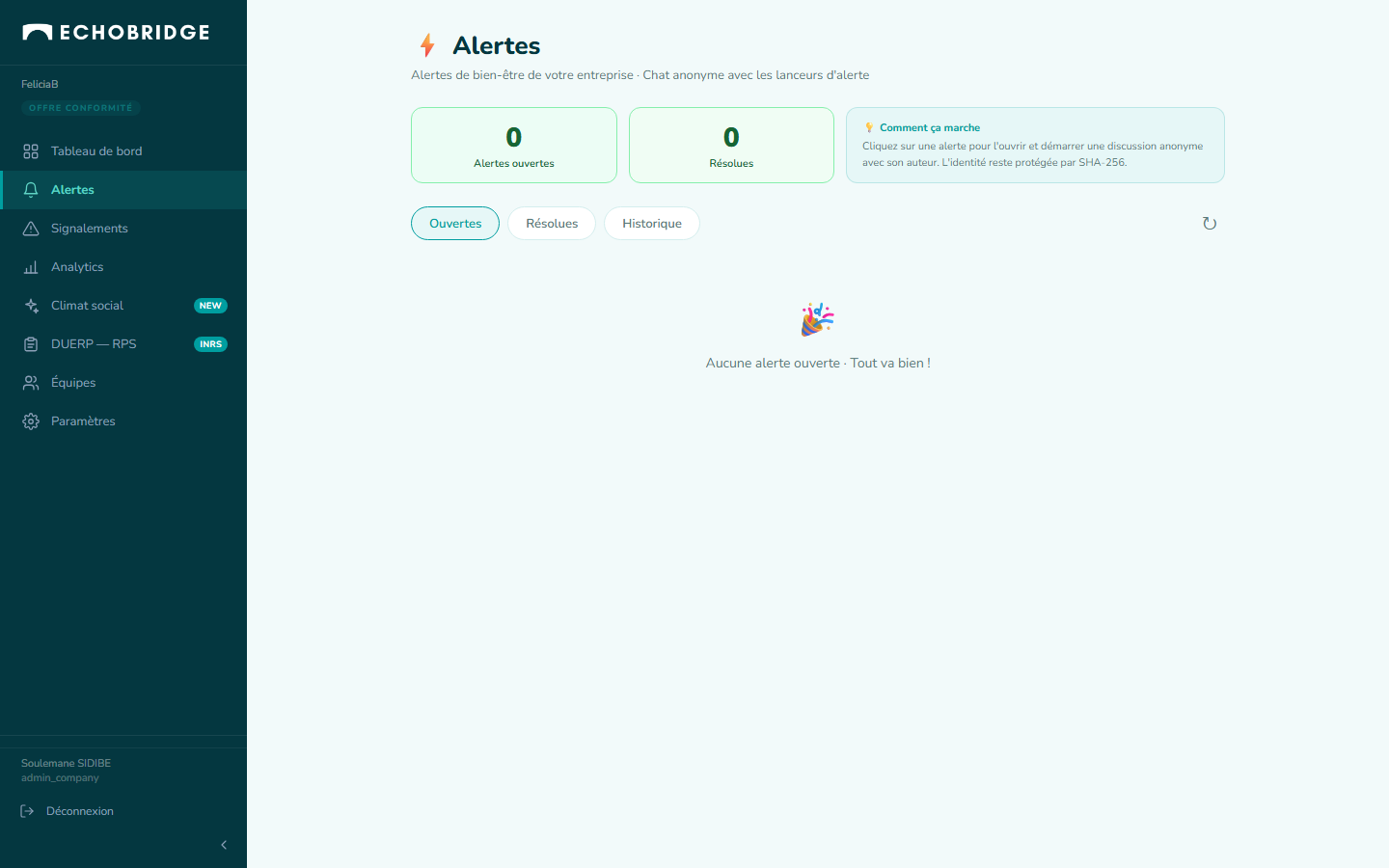Page Alertes EchoBridge