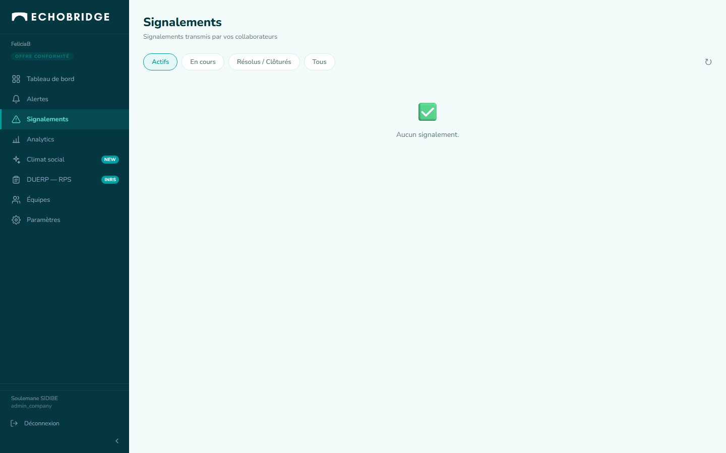 Page Signalements admin