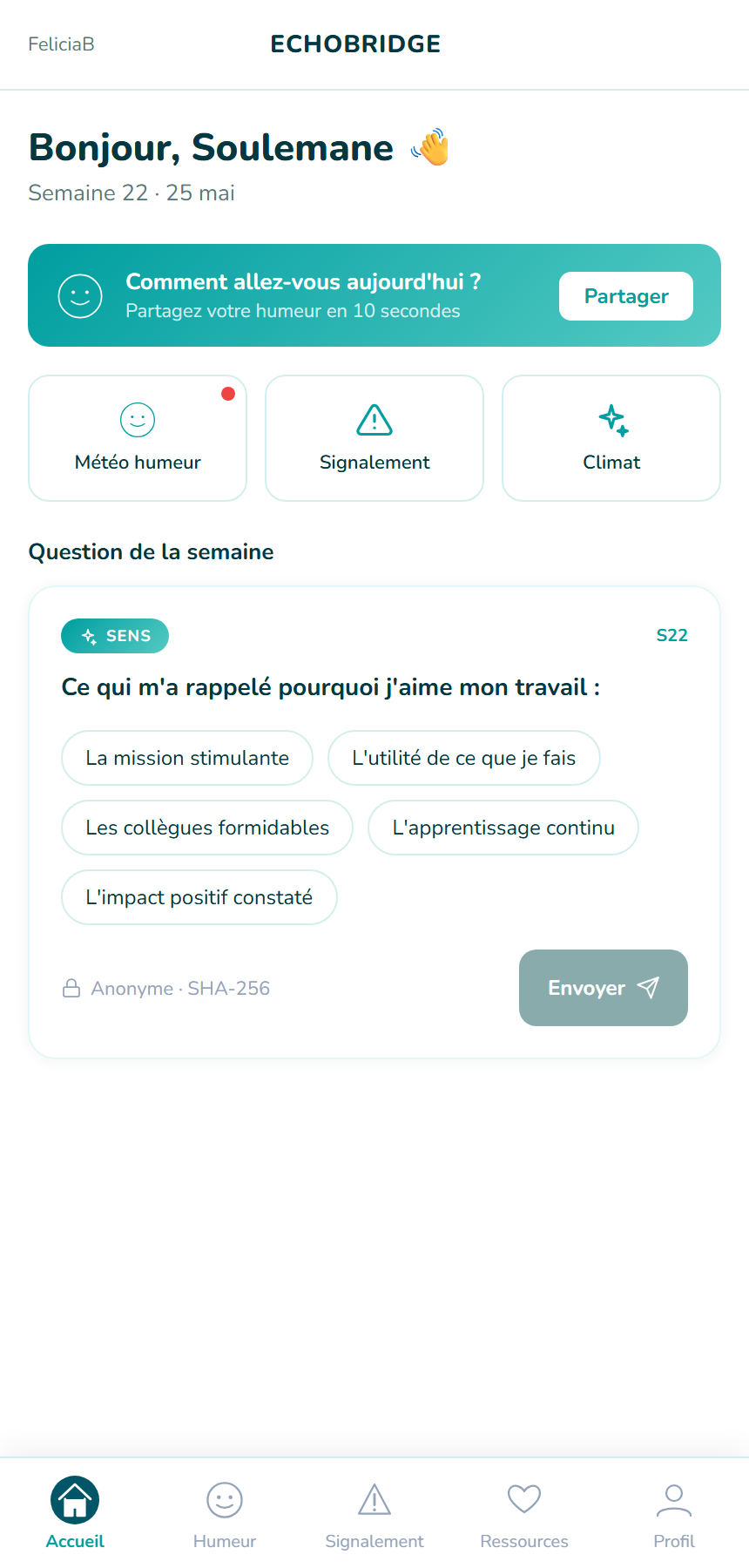 Accueil app collaborateur