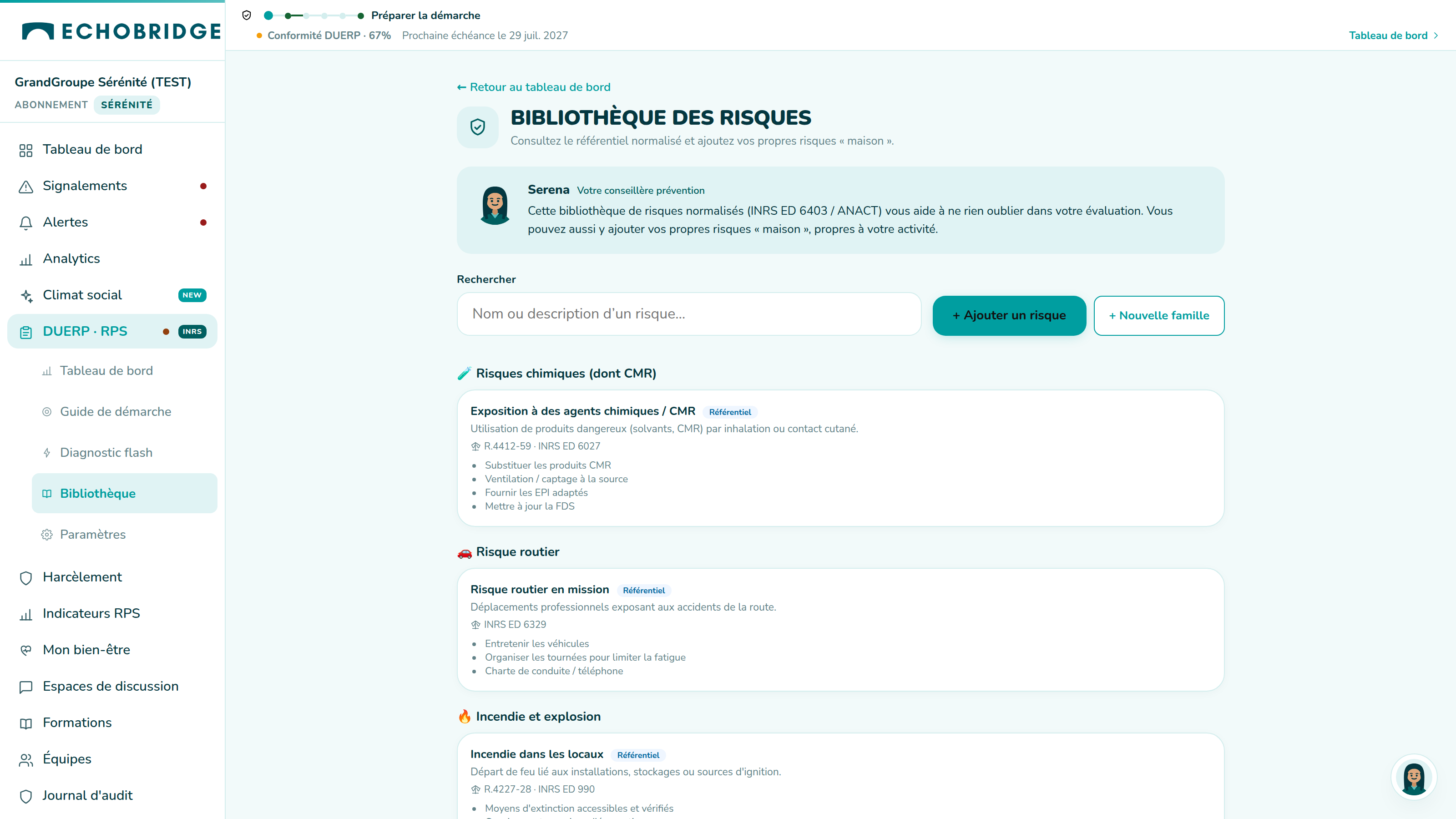 Écran du module document unique